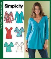 3624  SIMPLICITY SWEET JERSEY/ WOVEN UNDERBUST TOPS SLEEVES OR NOT PATTERN 14-22